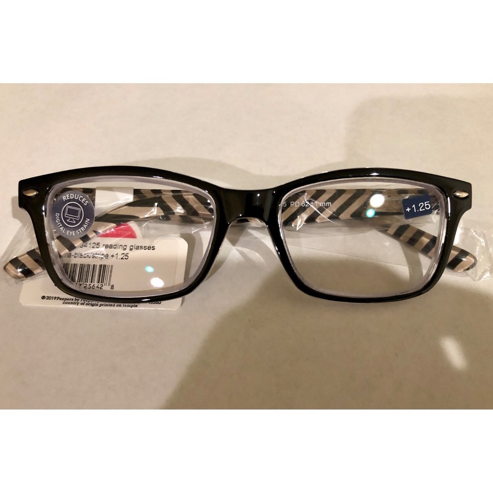 New Zuma Black Peepers Blue Light reading glasses +1.25